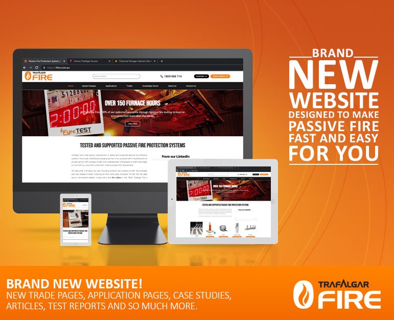 Trafalgar Fire website launch across desktop, tablet and mobile screens