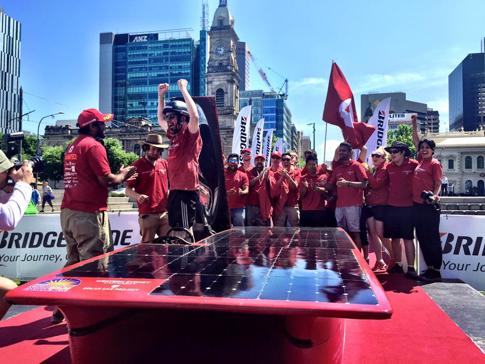 Western Sydney University solar car team celebrating
